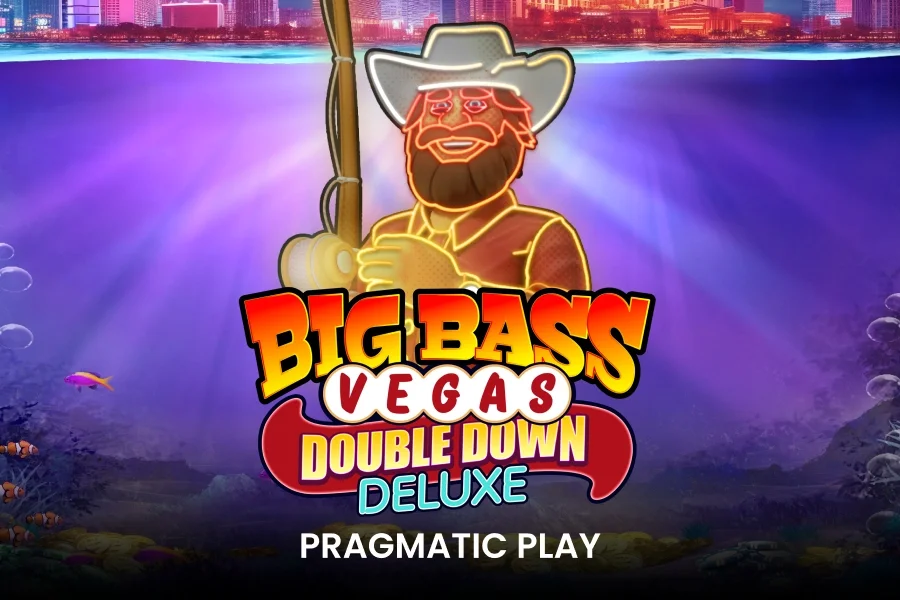 Big Bass Vegas Deluxe — стартовый экран со ставкой и барабанами